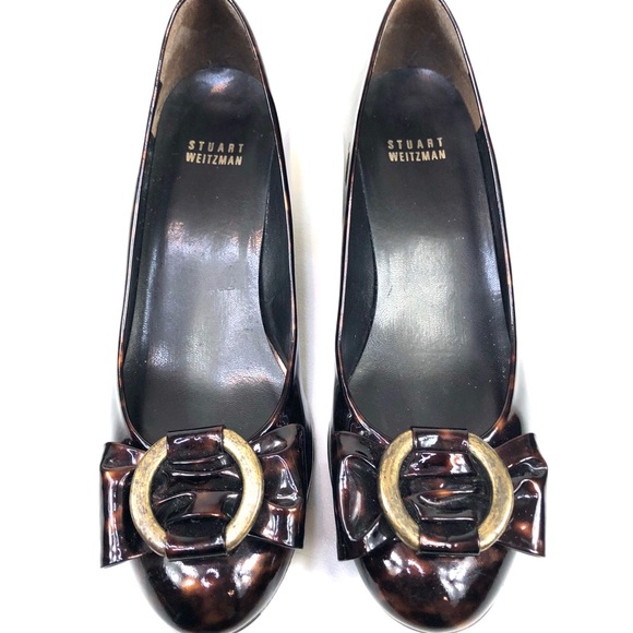 Stuart Weitzman Cognac Brown Tartaruga Wedge Pump - Picture 2 of 12